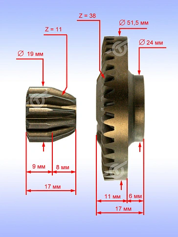 Коническая пара к Bosch GWS 10-125 C